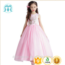 New arrival Fahsion Elegant Princess Pink Long Embroidery Flower wedding dresses pageant dress Puffy baby Ball Gown Party Dress